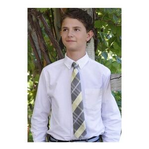Cherished Moments Yellow Gray Plaid Tie Classic Polyester 45”